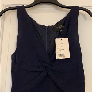 Nicole Miller navy crepe gown